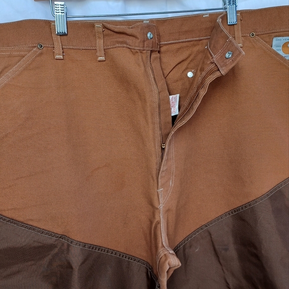 Vintage Carhartt Men's 44x34 Khaki-Brown Double Knee Pants USA Pride Crafted "89 - Picture 12 of 13